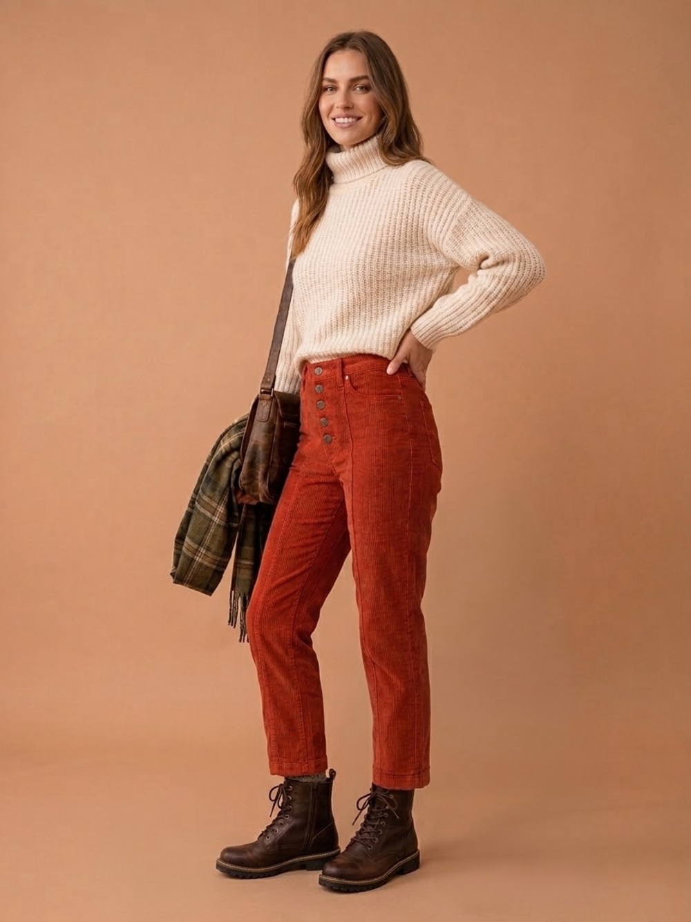 Judy Blue High Rise Button Fly Ankle Straight Corduroy Pants Rust Red Size 5/27